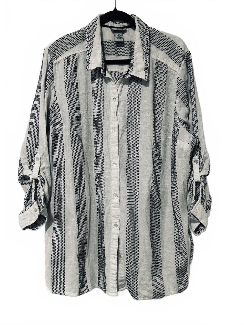 Catherine's striped button-up shirt